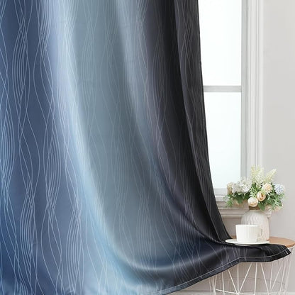 Black and Navy Blue Ombre Blackout Curtains - Image 6
