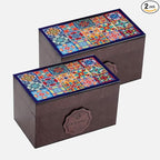 Octavius Assorted Tea Gift Set | 6 Assorted Black & Green Teas | 30 Teabags | Wooden Tea Sampler Pack w/Tile Motif Design | Pack of 2 | Mothers Day Tea Gift Box