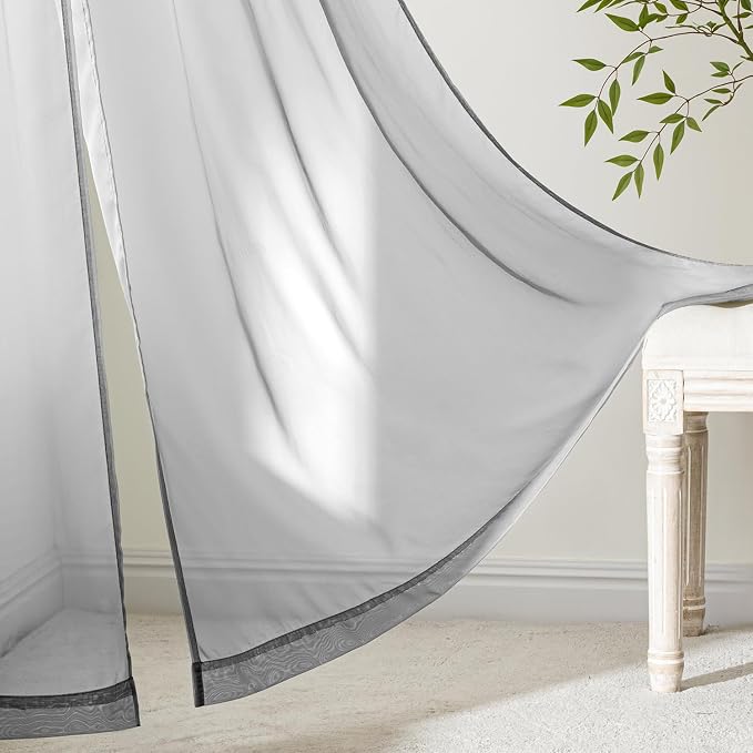 MIULEE Dark Grey Sheer Curtains 72 Inches Long 4 Panels 54 x 72 Inches | Light - Image 6