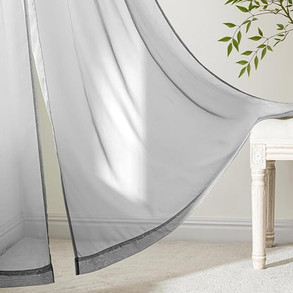 MIULEE Dark Grey Sheer Curtains 84 Inches Long 4 Panels 42 x 84 Inches | Light - Image 6