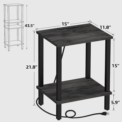 TUTOTAK End Table with Charging Station, Small Side Table, Nightstand Bedside - Image 3