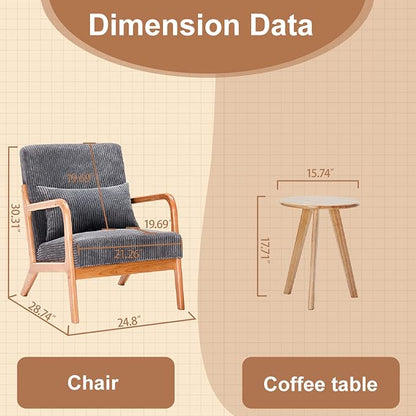 Beige Midcentury Modern Accent Chair - Image 2