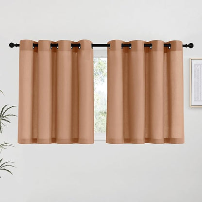 NICETOWN Burnt Orange Linen Kitchen Curtains 36 inch Length, Decorative Thick by NICETOWN