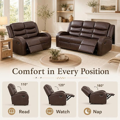 Recliner Sofa Set 2 Piece Living Room Furniture Set Couch Sectional Leather - Image 3