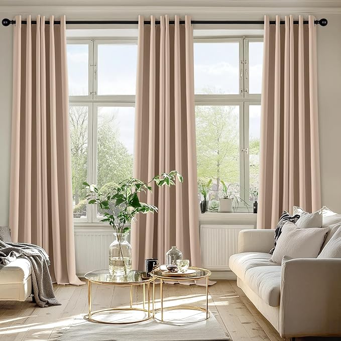 MIULEE Blackout Curtains for Bedroom 2 Panels 40 x 90 Inch Long Beige | Thermal - Image 6