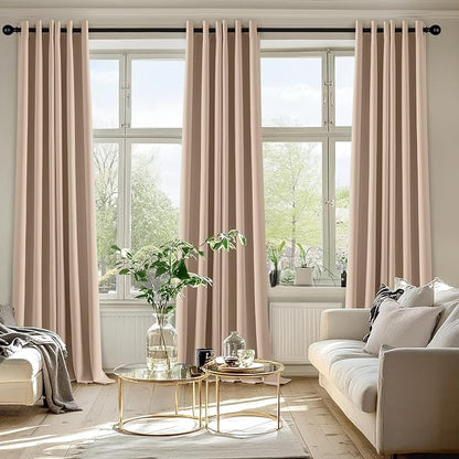MIULEE Blackout Curtains for Bedroom 2 Panels 40 x 96 Inch Long Beige | Thermal - Image 6