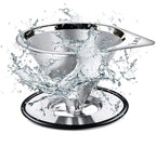 LHS Pour Over Coffee Dripper Stainless Steel Coffee Filter Metal Cone Filter Paperless Reusable Coffee Filter Single Cup Coffee Maker 1-2 Cup With Non-slip Cup Stand and Cleaning Brush