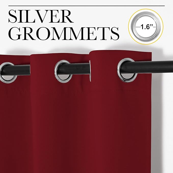 NICETOWN Christmas Burgundy Bedroom Curtains Blackout Draperies, Decorations - Image 3
