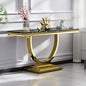 Henf 47" Marble Console Table Modern Black Faux Marble Entryway Table by Henf