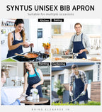 Syntus 12 Pack Bib Apron, Unisex Aprons Adjustable Waterdrop Resistant with 2 Pockets Cooking Kitchen Apron for Chef, BBQ Drawing Apron Bulk, Nautical Blue