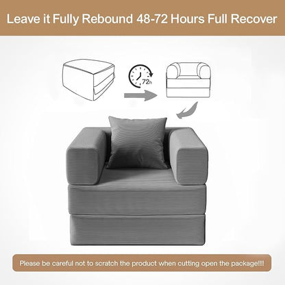 BSHOMGI 2-in-1 Floor Foldable Sofa Couch Convertible Sleeper Chaise Lounge - Image 8