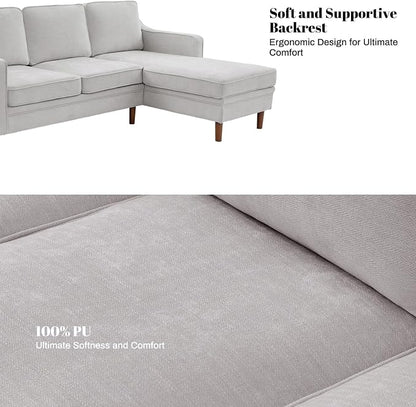 Kingfun 88" L-Shape Sofa, Chenille Sectional Couch, Mid Century Modern Couches - Image 6
