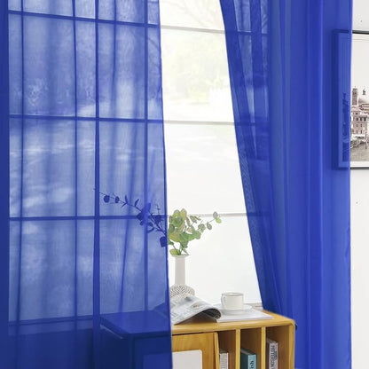 SpaceDresser Sheer Voile Window Treatment Rod Pocket Curtain Panels - Image 3