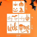 Halloween Stencils for Door Mats Welcome Skeleton Doormat Stencils Boo Spooky Stencil Templates for Painting on Wood Fabrics Crafts Decor