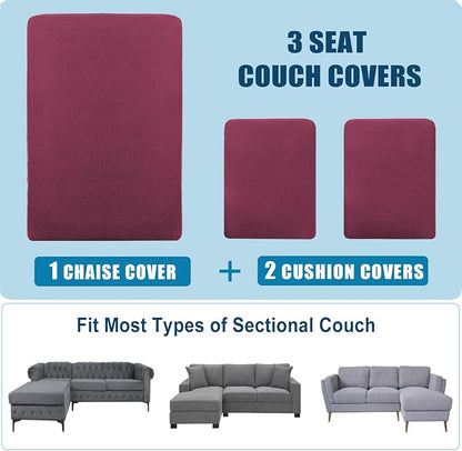 Water Repellent L Shaped Couch Covers 3 Pieces Sofa Seat Cushion Slipcovers - Image 7