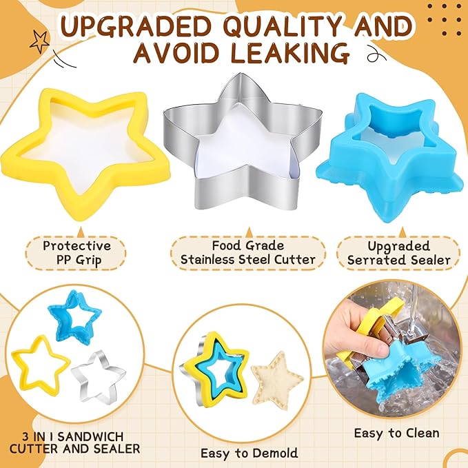 Sandwich Cutters for Kids Lunch, 33 Pcs Sandwich Cutter and Sealer Set for Kids Lunch, DIY Vegetable Fruit Shapes and Cookie Cutters for Bento Box