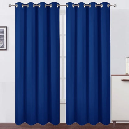 Blackout Curtains 52 x 84 inch/Royal Blue Curtains Set of 2 Panels/Thermal by Lemomo