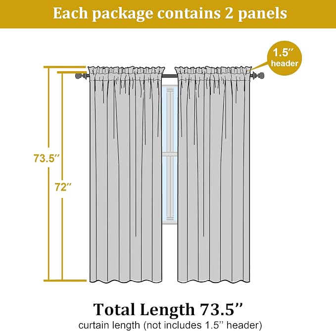 Lime Sheer Curtains for Bedroom Living Room 72 Inches Long 2 Panels Set - Image 2