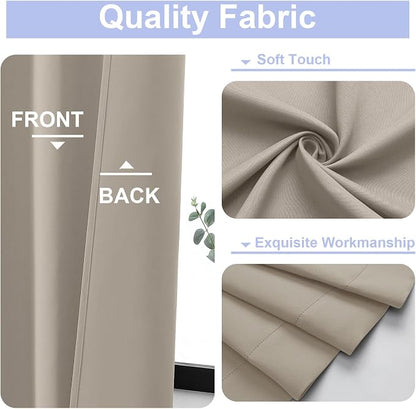 Simplebrand Ava Stone Short 30 Inches Blackout Curtain 2 Panels Set, Half - Image 4