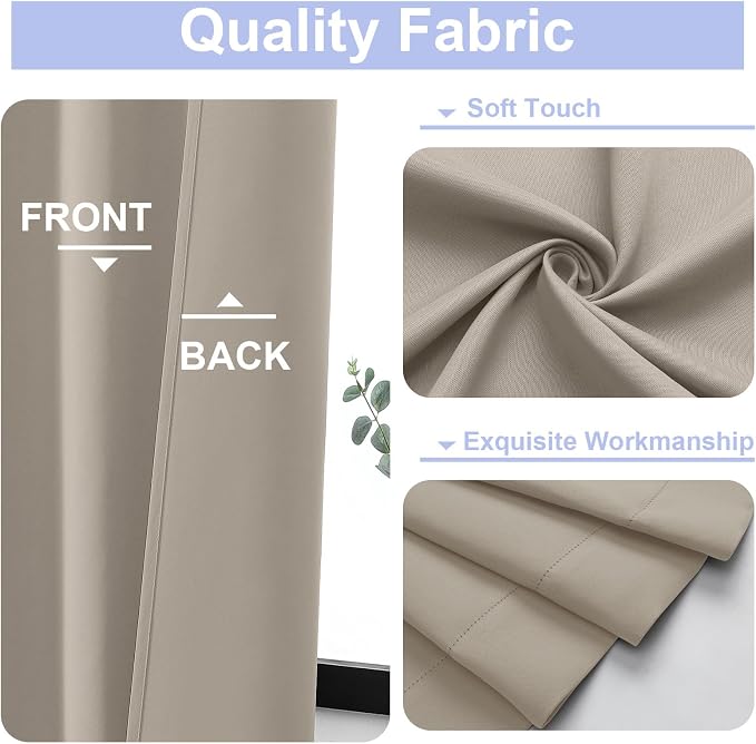 Simplebrand Ava Stone Short 24 Inches Blackout Curtain 2 Panels Set, Half - Image 4