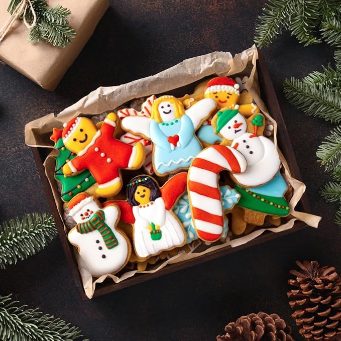 Christmas Cookie Cutter Set - 6 Pieces Christmas Cookie Cutter Shapes, Stainless Steel Cookie Cutters - Gingerbread Man, Snowflake, Christmas Tree, Angel, Snow Man,Candy Cane for Holiday