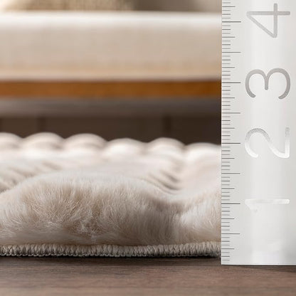 nuLOOM Jeni Beige Checkered Washable Area Rug - Image 5