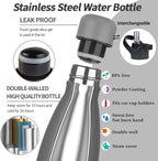 Insulated Water Bottle, 2 Pack-12oz Stainless Steel Water Bottles with straw lid, Metal Sports Water Bottles for Boys,Girls, Double Wall Vacuum BPA-Free Flask for Sports (Grey&Cream white)