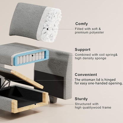 Belffin Chenille Corner Seat for Modular Couch. Sectional Sofa Module. Light - Image 3