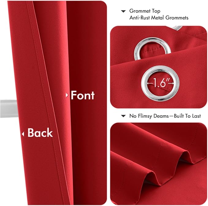 MIULEE Blackout Curtains for Bedroom 2 Panels 40x45 Inch Long Christmas Red | - Image 4