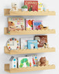 Harwaya Scalloped Nursery Bookshelf Wall Mounted 4-Pack, Natural Wood Floating by Harwaya