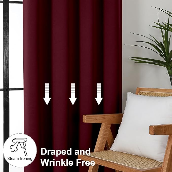 Simplebrand Ava Burgundy Short 36 Inches Blackout Curtain 2 Panels Set - Image 7