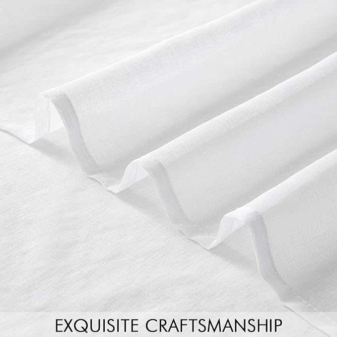 MIULEE Semi White Linen Textured Sheer Curtains 42W×72L Rod Pocket 2 Panels | - Image 7
