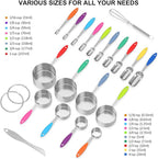 Measuring Cups and Spoons - Wildone Stainless Steel 20 Piece Stackable Set, Includes 8 Measuring Cups, 10 Measuring Spoons, 1 Leveler & 1 Whisk, for Dry and Liquid Ingredient