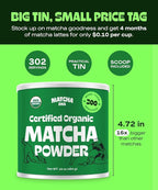 MATCHA DNA Certified Organic Matcha Green Tea Powder (16 oz TIN CAN)