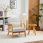Mid-Century Modern Accent Chair Beige Rubberwood Frame Living Room Bedroom by Unknown