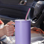 Tomorotec 40oz Straws, 14PCS Stainless Steel Replacement Straws for Stanley 40oz Adventure Quencher Travel Tumblers w/Cleaning Brushes 2PCS, Food-Grade, Dishwasher Safe for Smoothies (Metallic)