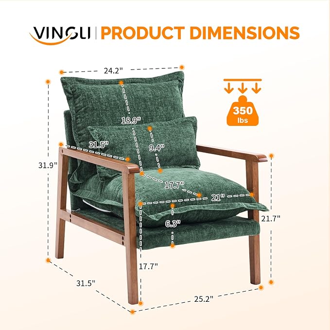 VINGLI Mid-Century Modern Cloud Accent Armchair - Image 2