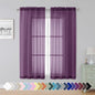 Simplebrand Plum Sheer Curtains 63 Inch Length 2 Panels, Rod Pocket Solid Color by Simplebrand
