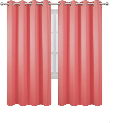 Coral Thermal Blackout Curtains/52 x 72 Inch/Set of 2 Panels Room Darkening - Image 2