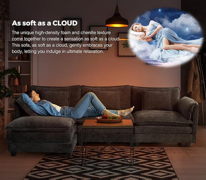 ELUCHANG 150" Modular Sectional Sofa, Comfy Deep Seat Cloud Couch, 6 Seater U - Image 8