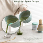 Matcha Set, Matcha Whisk Set Includes Matcha Bowl, Matcha Whisk Holder, Bamboo Matcha Whisk, Scoop and Matcha Sifter, 17 oz Mottled Blue Glaze Ceramic Matcha Kit for Tea Lovers