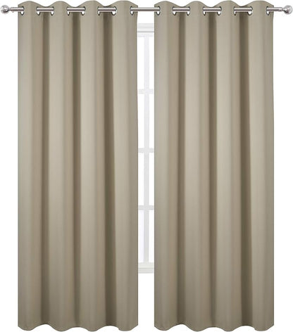 Beige Blackout Curtains/52 x 108 Inch/Set of 2 Panels Room Darkening Curtains - Image 2