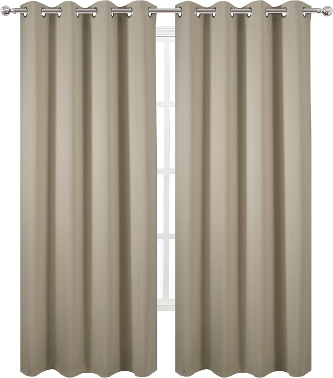 Blackout Curtains 66 x 95 inch/Beige Curtains Set of 2 Panels/Thermal Insulated - Image 2