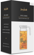 40oz Glass Pitcher with Lid (2 Lids) - Beverage Serveware, Storage Container and Carafe for Cold Drinks and Liquids. Glass Water Pitcher also for Juice, Bedside Carafe, Sun Tea Jar