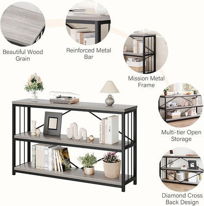 LVB Farmhouse Entryway Table, Metal Wood Console Table - Image 4
