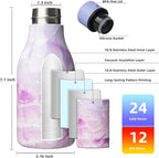 BJPKPK Insulated Water Bottles, 12oz Stainless Steel Metal Water Bottle with Strap, BPA Free Leak Proof Thermos, Mugs, Flasks, Reusable Water Bottle for Sports & Travel, Dawn