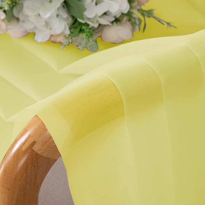 Sheer Lemon Curtains for Bedroom Living Room 63 Inch Length 2 Panels Set - Image 6