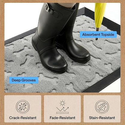 GORILLA GRIP 100% Waterproof All-Season WeatherMAX Doormat, US Designed Natural - Image 5