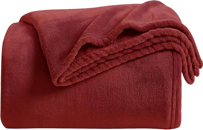 KMUSET Fleece Blanket Burgundy Lightweight Super Soft Cozy Fuzzy Bed Blankets by COZYBLANKETHappyHomeLife