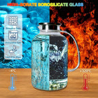 Glass Pitcher with Lid, GOTEBLE 102oz Glass Pitcher with Silicone Case and Brush, Large Capacity Glass Water Tea Pitcher for Juice, Milk, Cold Or Hot Beverages, Large Family and Party